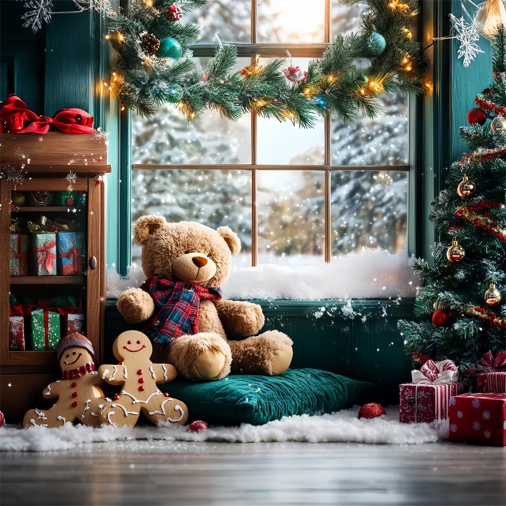 Toile de fond photo Noël Ourson et Pain d’Épices CSH6-252