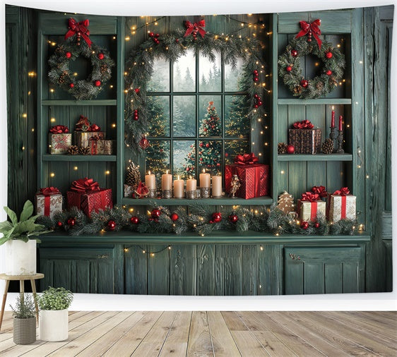 Toile de fond photo Noël Fenêtre de Noël Conviviale CSH6-258