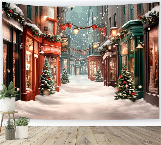 Toile de fond photo Noël Rue Hivernale Conviviale CSH6-265