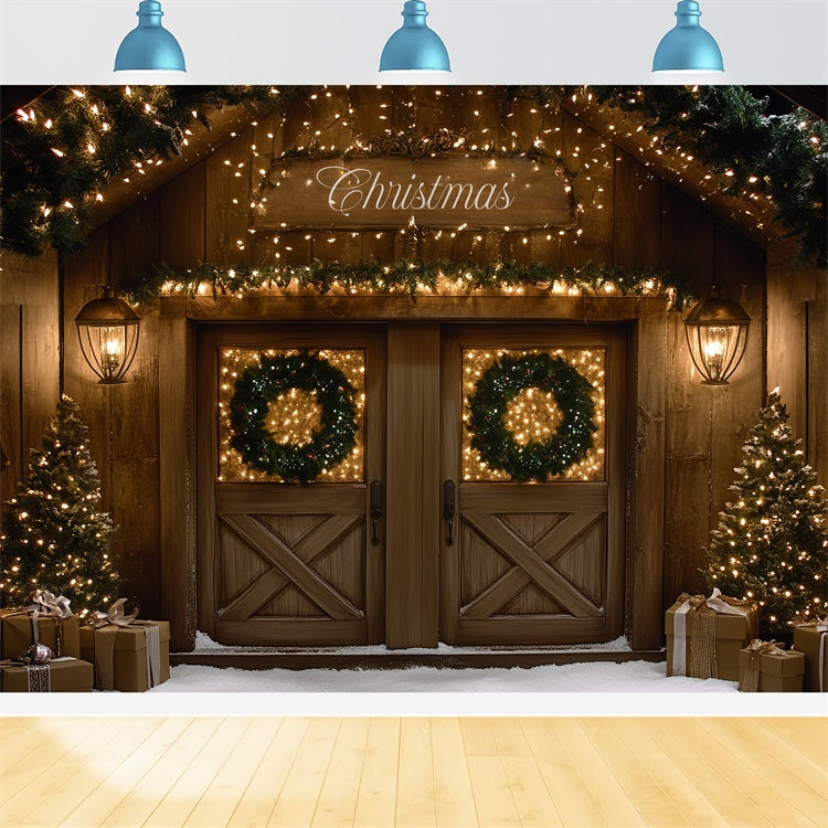 Toile de fond Noël Entrée de Chalet Festif CSH6-267