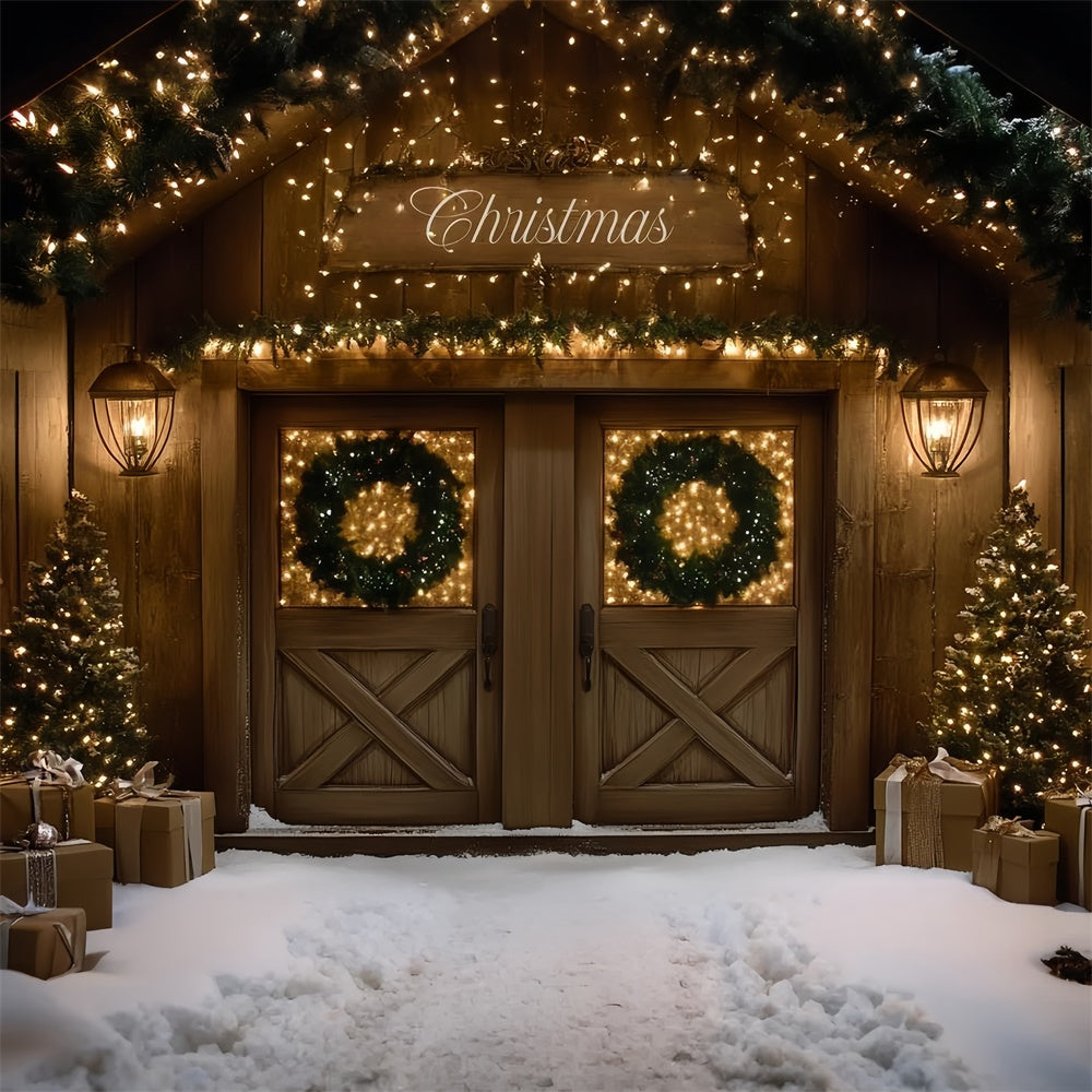 Toile de fond Noël Entrée de Chalet Festif CSH6-267