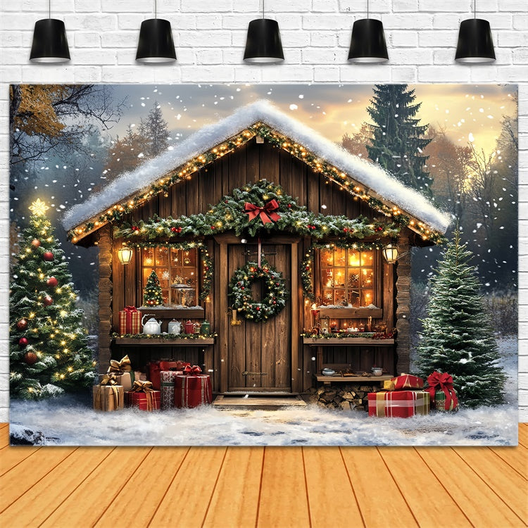 Toile de fond Noël Lodge Enneigé Magique Professionnel CSH6-272