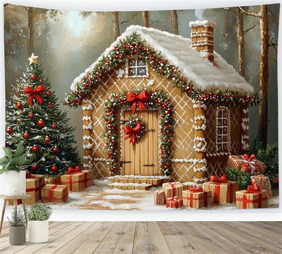 Toile de fond photo Noël Chalet Sucré Givré CSH6-277