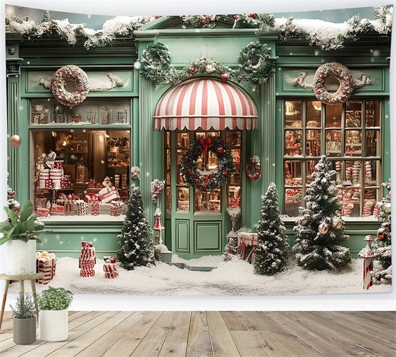 Toile de fond Noël Boutique Verte de Noël CSH6-289