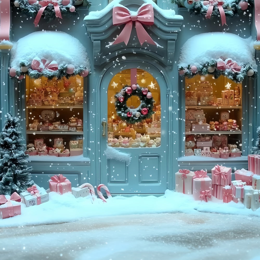 Toile de fond photo Noël Maison de Cadeaux Pastel CSH6-290