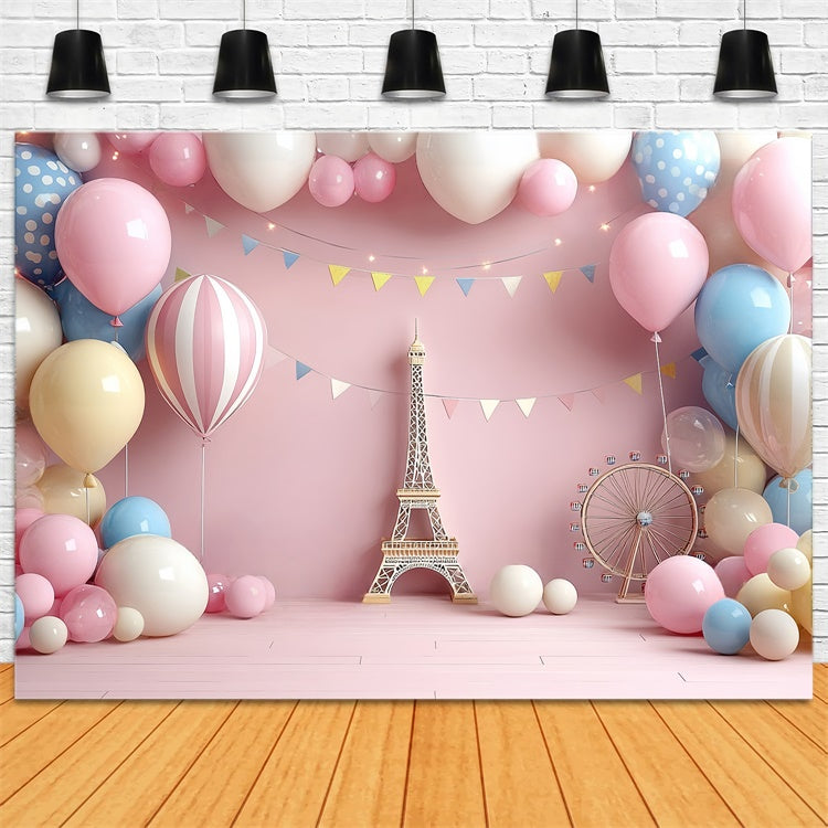 Toile de fond Photo Anniversaire Bébé Fille Fantaisie Paris Douceur CSH6-295