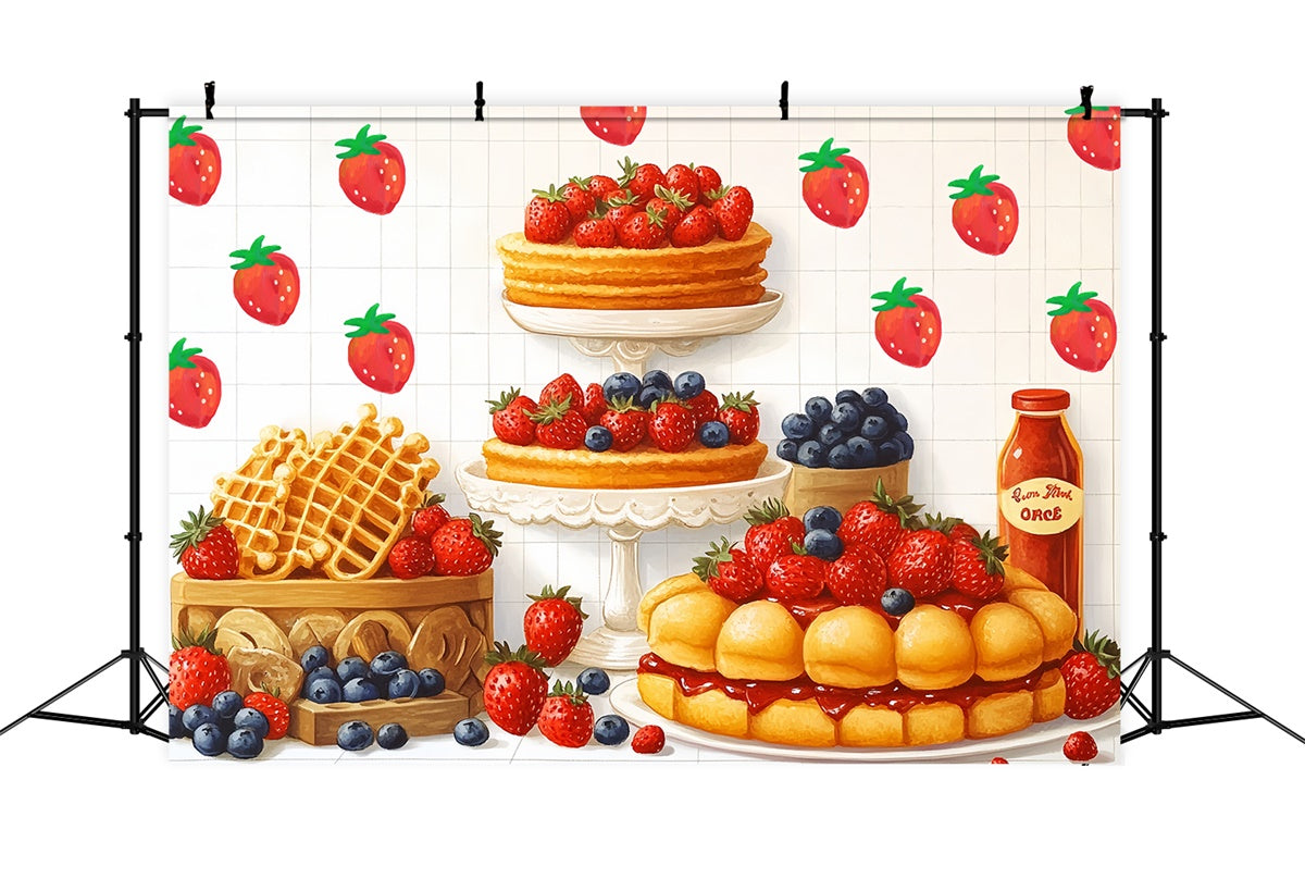 Toile de fond Cake Smash Délice Fraise Gaufre CSH6-300