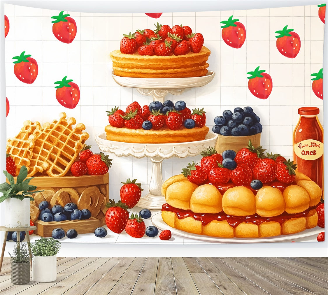 Toile de fond Cake Smash Délice Fraise Gaufre CSH6-300