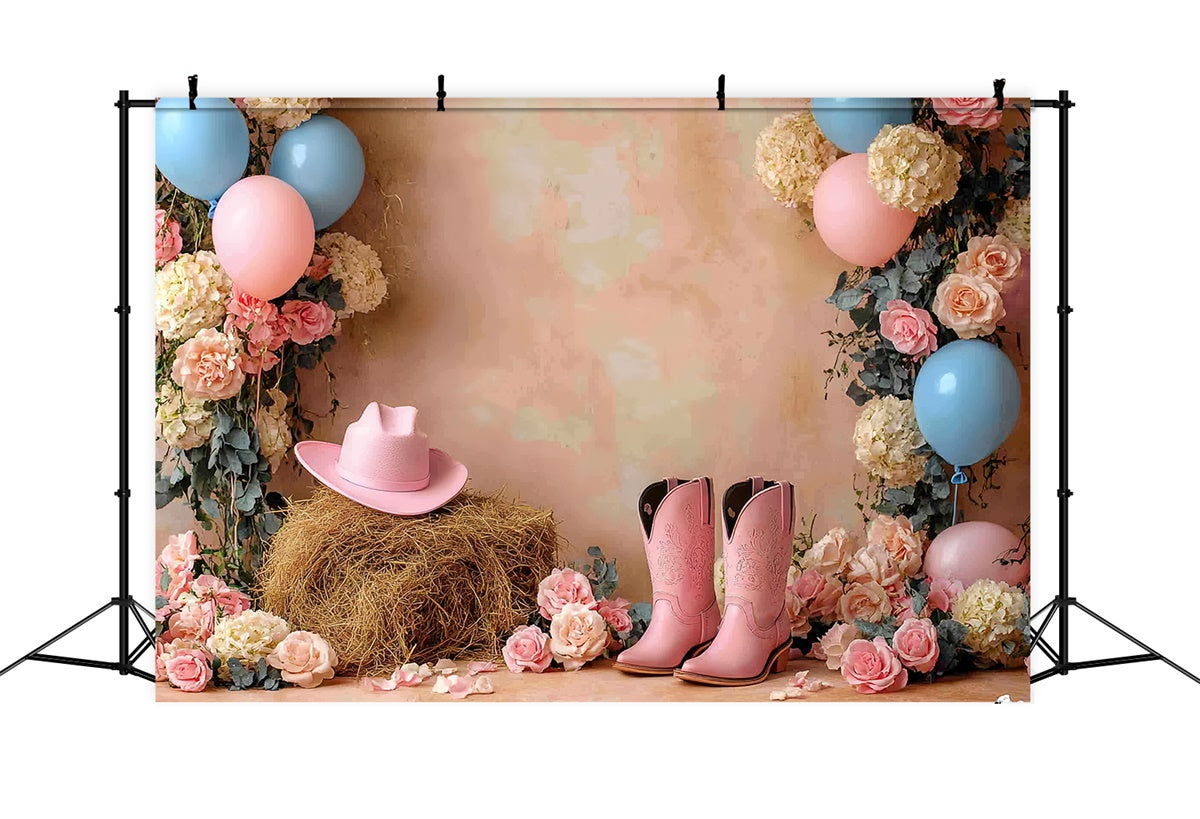 Toile de fond Cake Smash Fille Rodéo Vache Rose CSH6-303