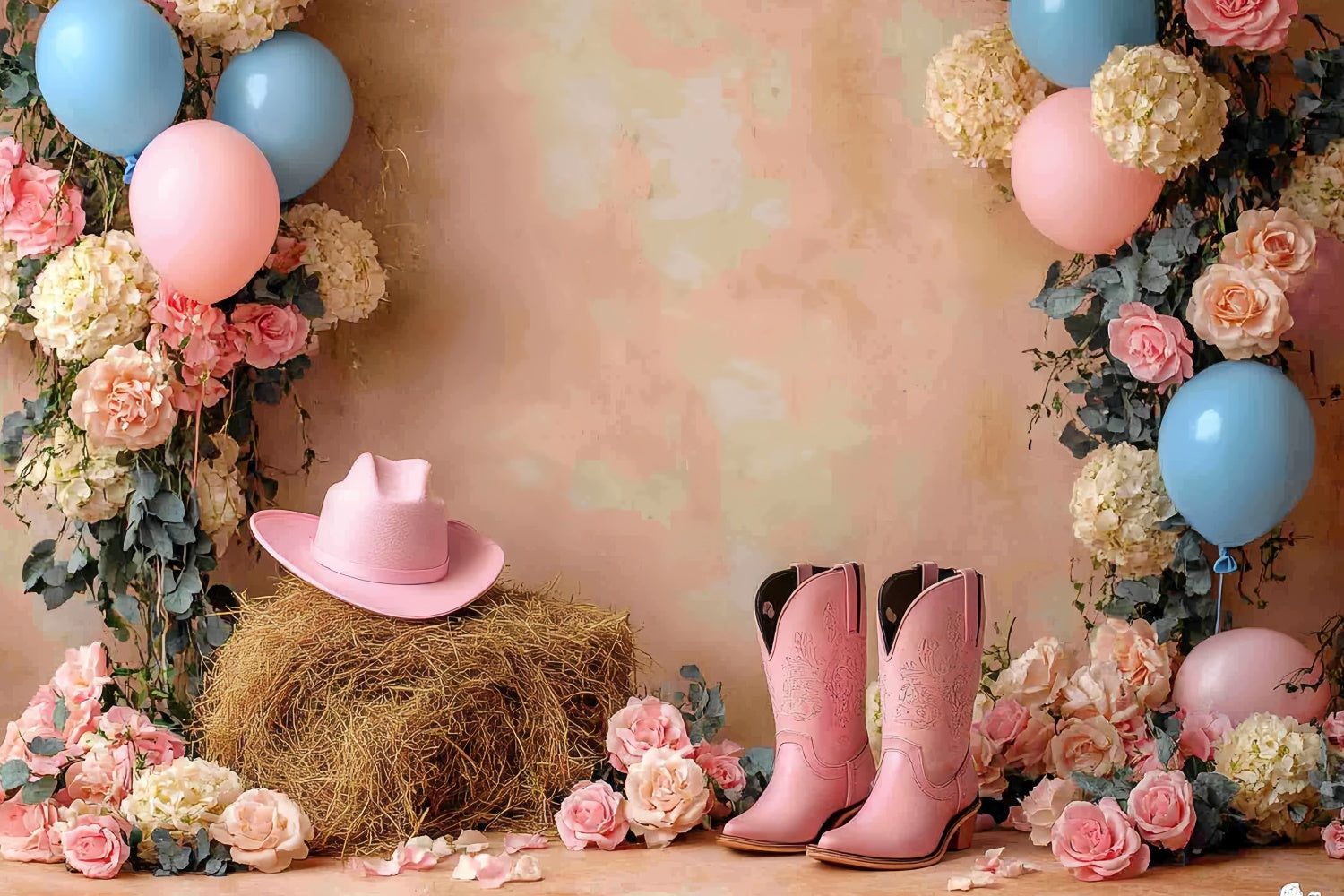 Toile de fond Cake Smash Fille Rodéo Vache Rose CSH6-303