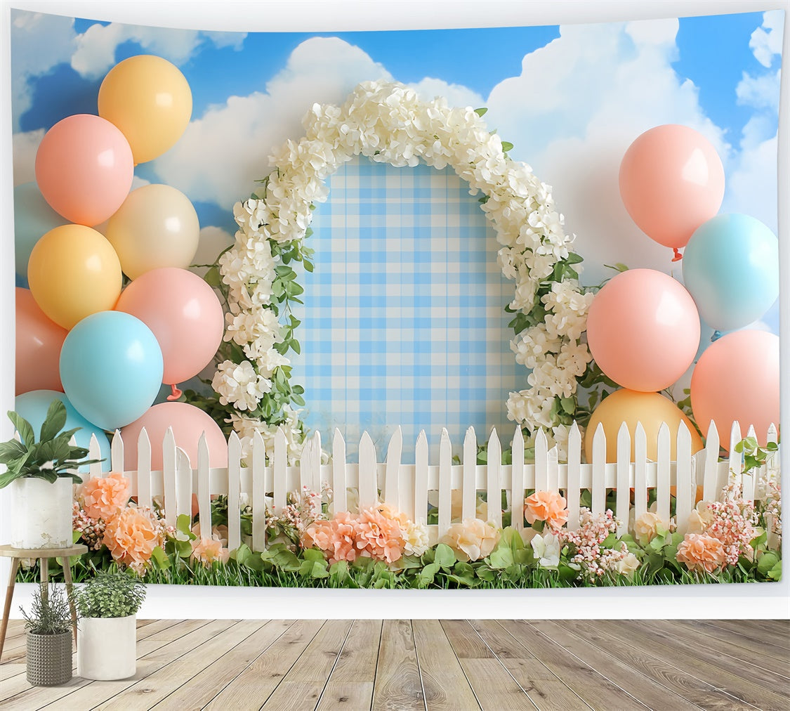 Toile de fond Photo Gâteau Smash Prairie Pastel Ballons CSH6-304