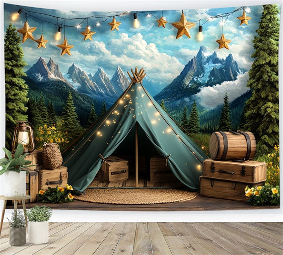 Toile de fond Photo Gâteau Smash Campement Étoilé Montagne CSH6-308