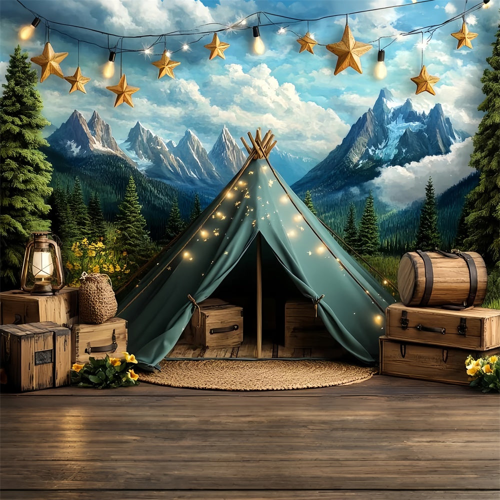 Toile de fond Photo Gâteau Smash Campement Étoilé Montagne CSH6-308