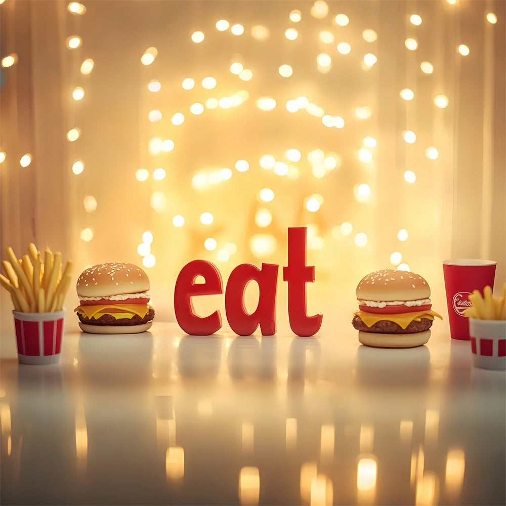 Toile de fond Photo Gâteau Smash Hamburger Frites et Lumière CSH6-314