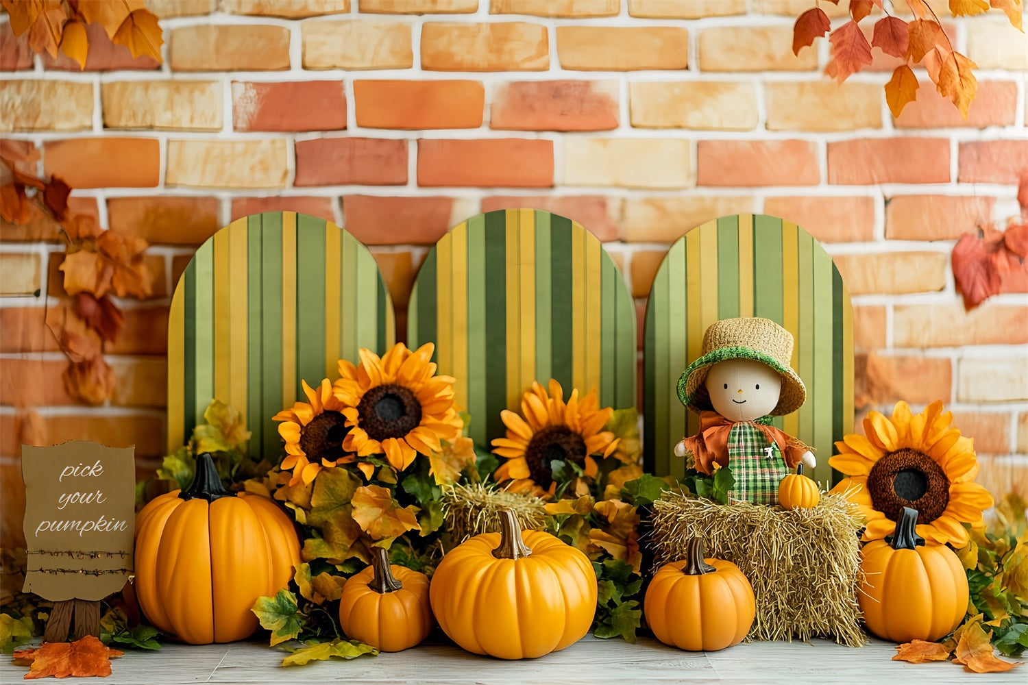 Toile de fond Photo Anniversaire Bébé Fleurs d’Automne Rustique CSH6-316