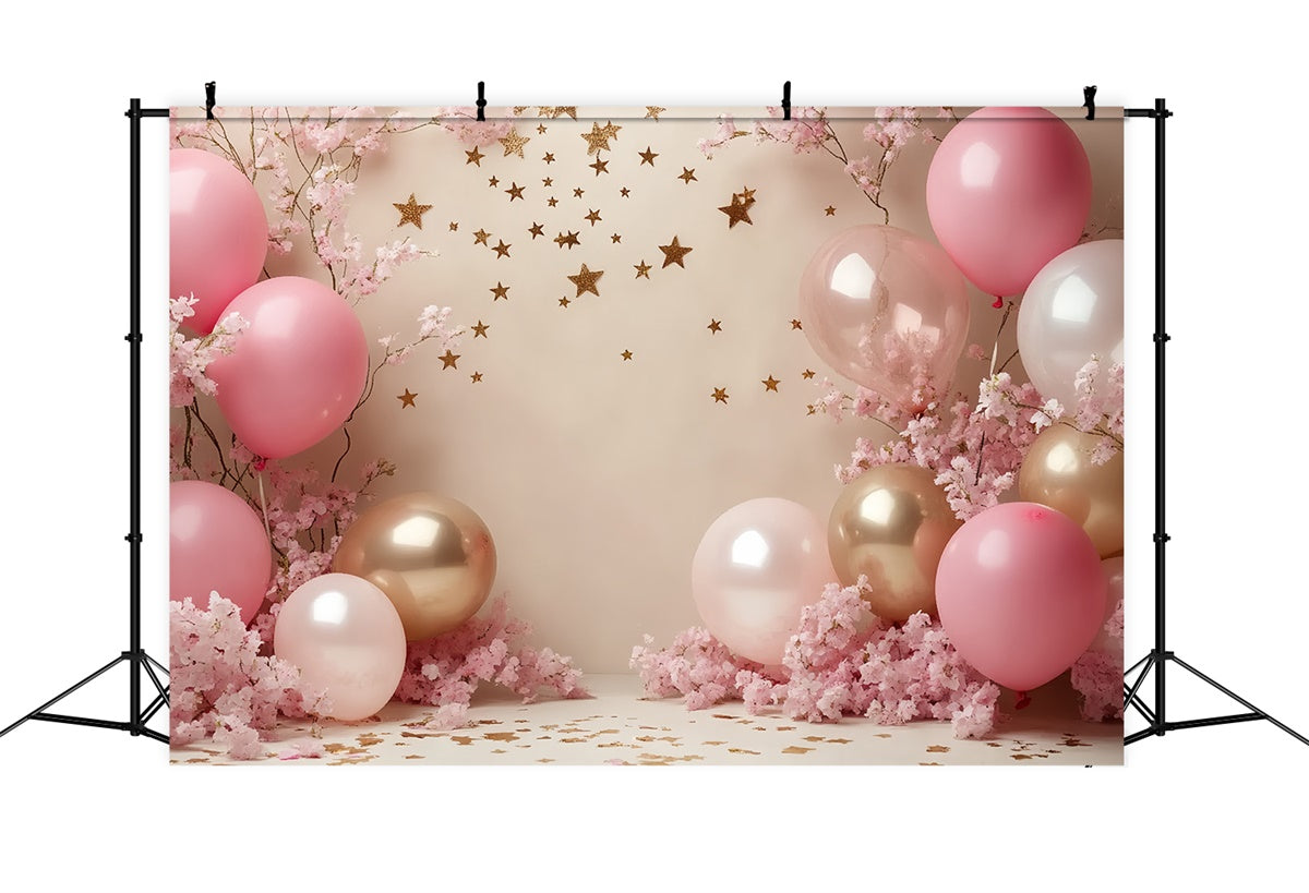 Toile de fond Cake Smash Fille Jardin Pailleté de Ballons CSH6-322