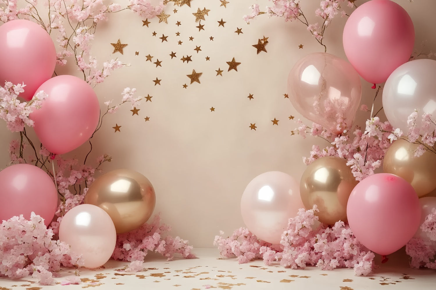 Toile de fond Cake Smash Fille Jardin Pailleté de Ballons CSH6-322