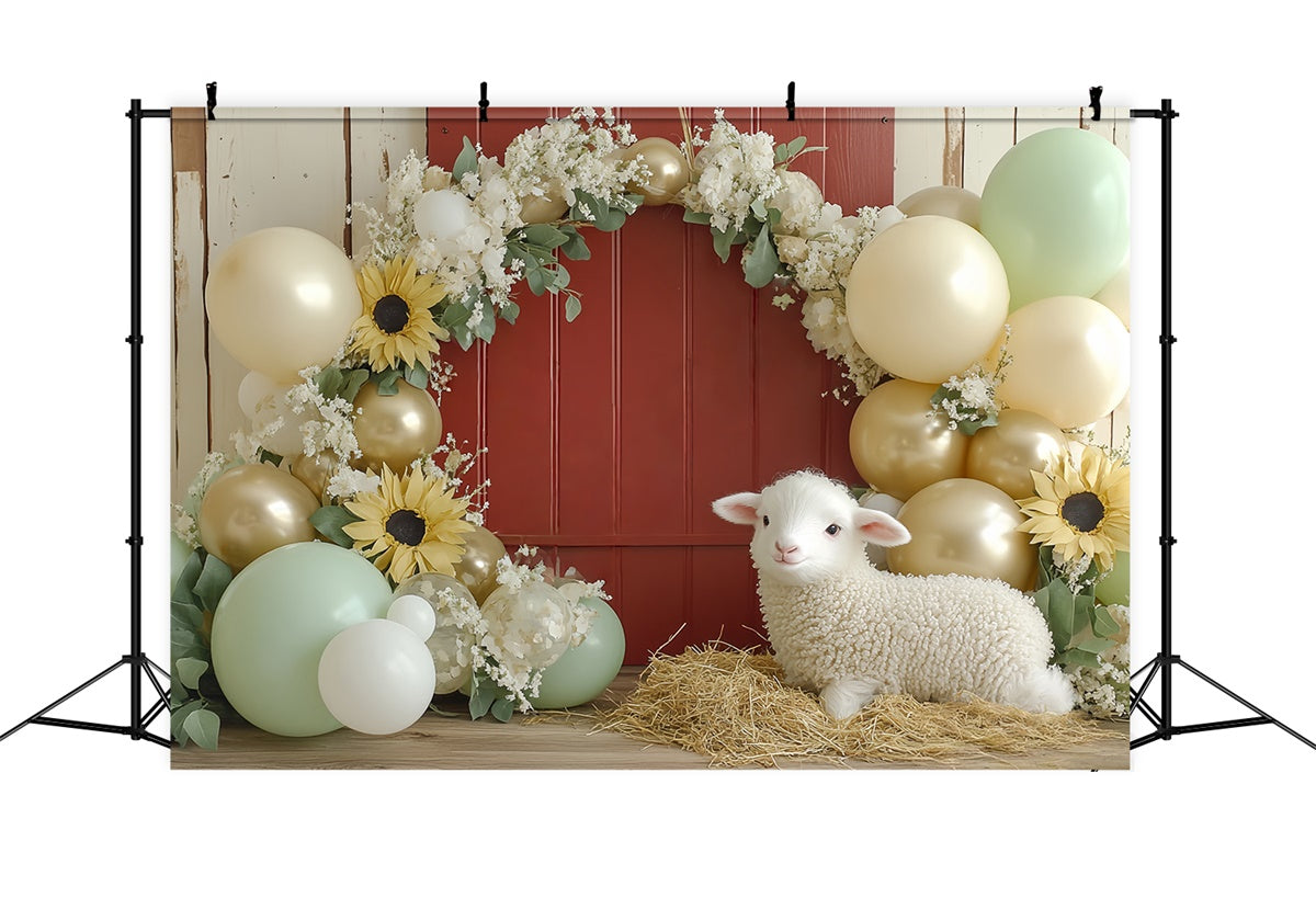 Toile de fond Photo Anniversaire Bébé Petit Agneau Fête Fleurie CSH6-330