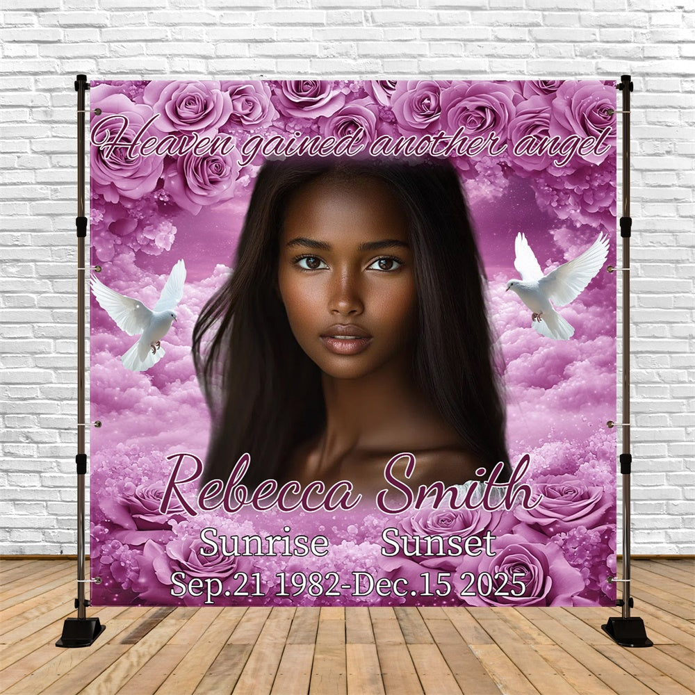 Toile de fond Hommage Roses Roses Ciel d’Adieu Personnalisée CSH6-366