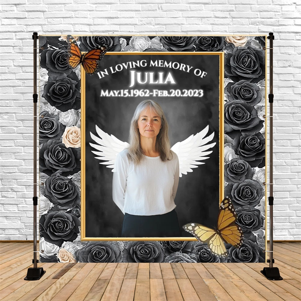 Toile de fond Commémorative Idées Rose Noire Sérénité Personnalisée CSH6-377