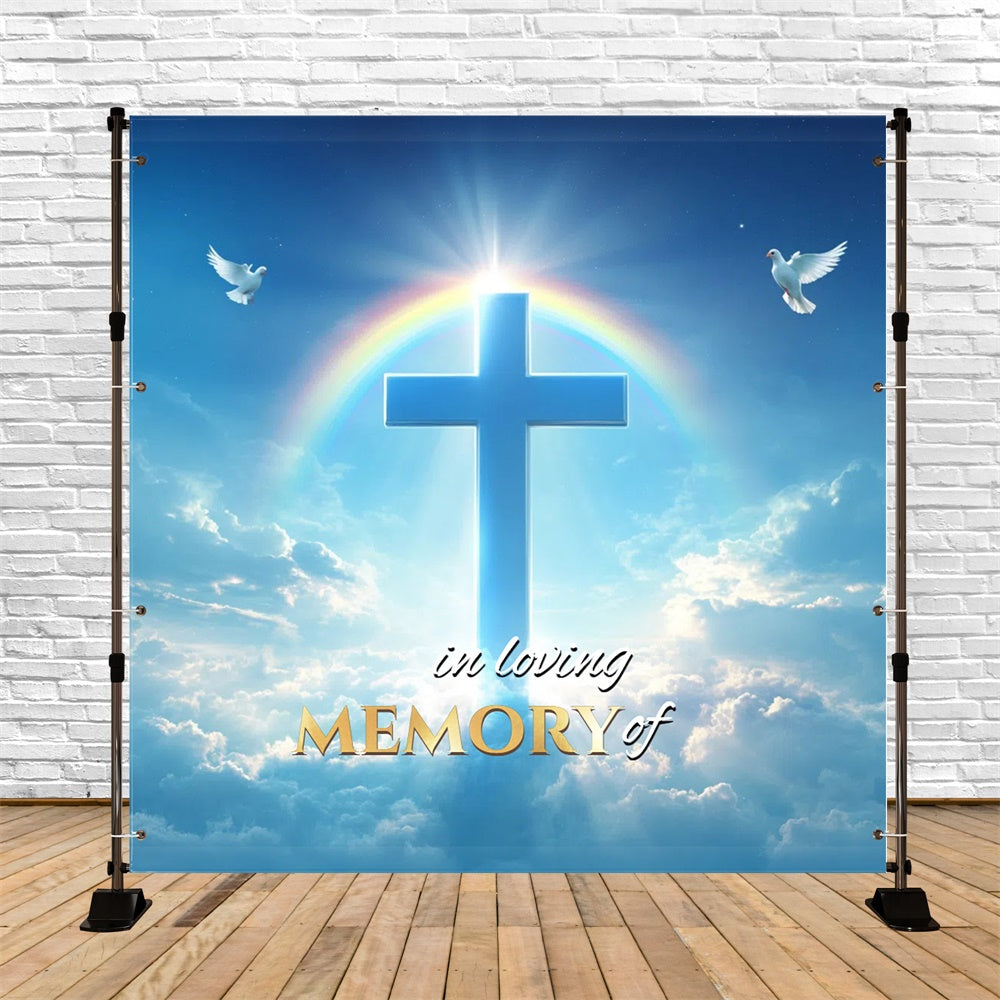 Toile de fond Commémorative Croix Arc-en-ciel Gloire Personnalisée CSH6-381