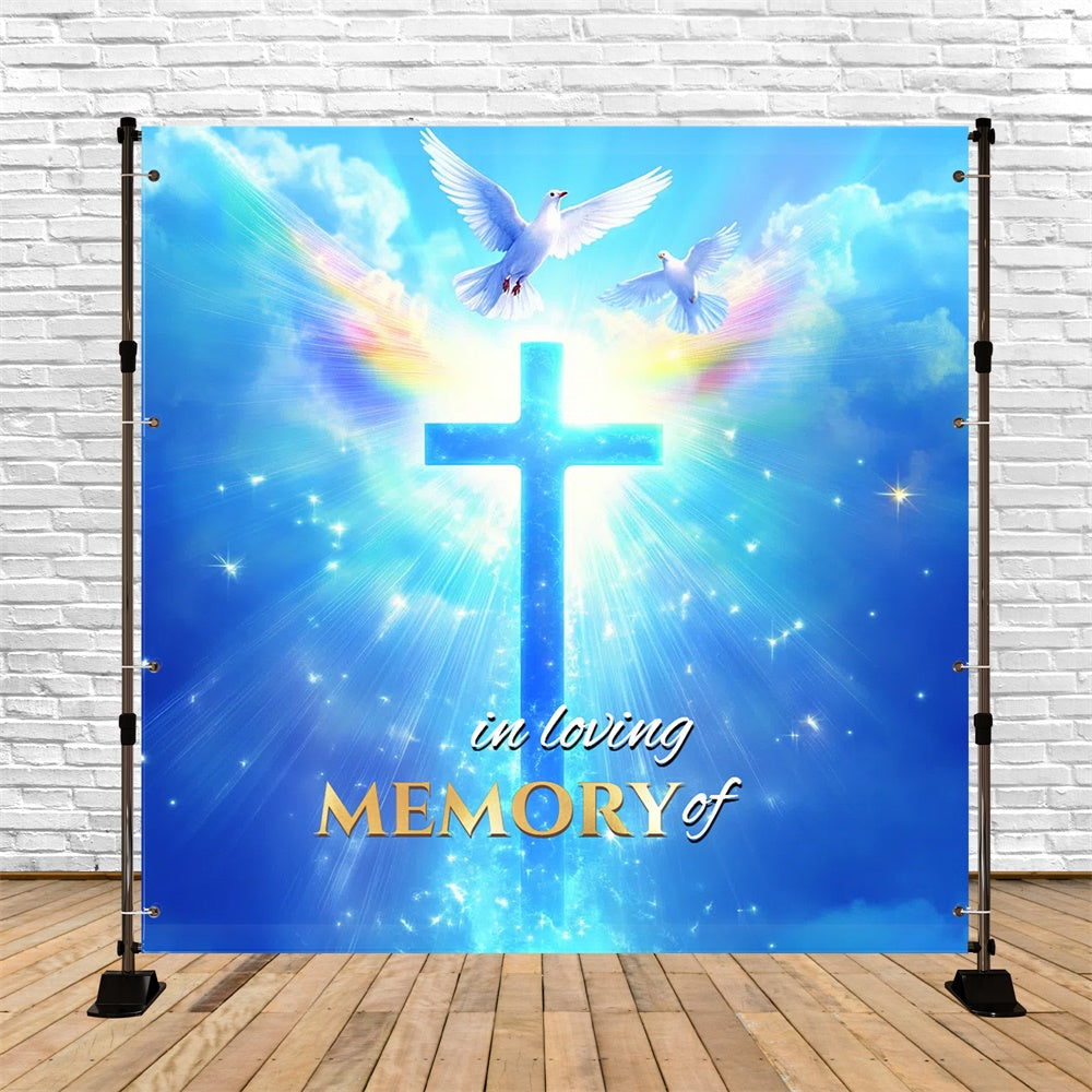 Toile de fond Commémorative Croix Gloire Céleste Personnalisée CSH6-383