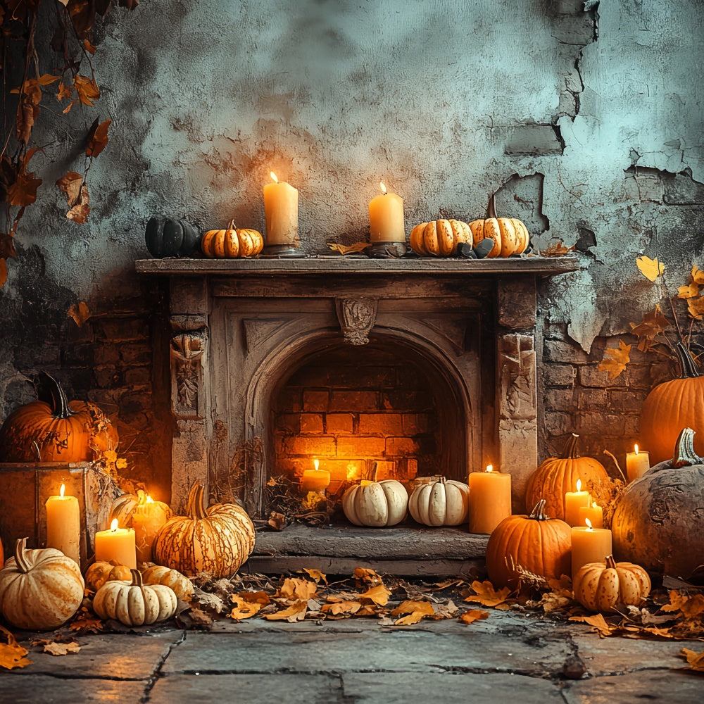 Toile de fond Photo Halloween Récolte Hantée Cheminée CSH6-73