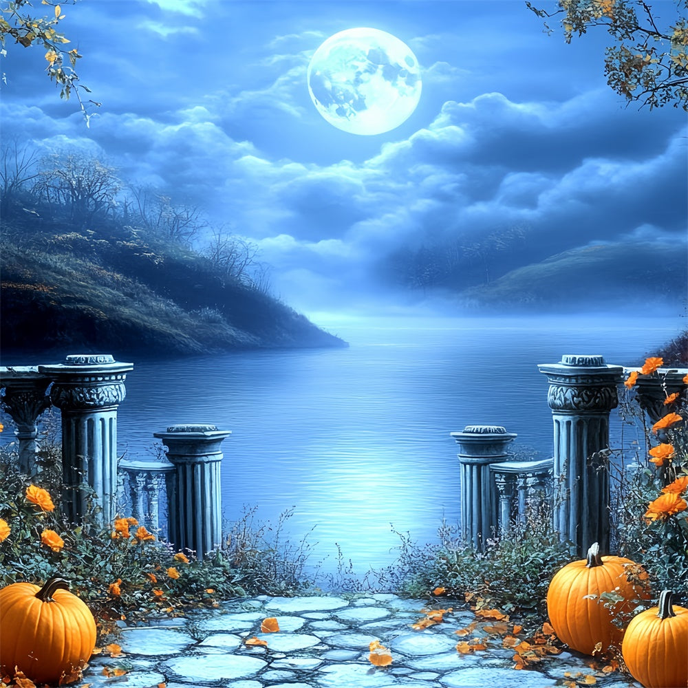 Toile de fond Photographie Halloween Lac Gothique Clair de Lune CSH6-85