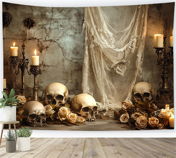 Toile de fond Halloween Effrayant Crânes Gothiques Rose CSH6-95