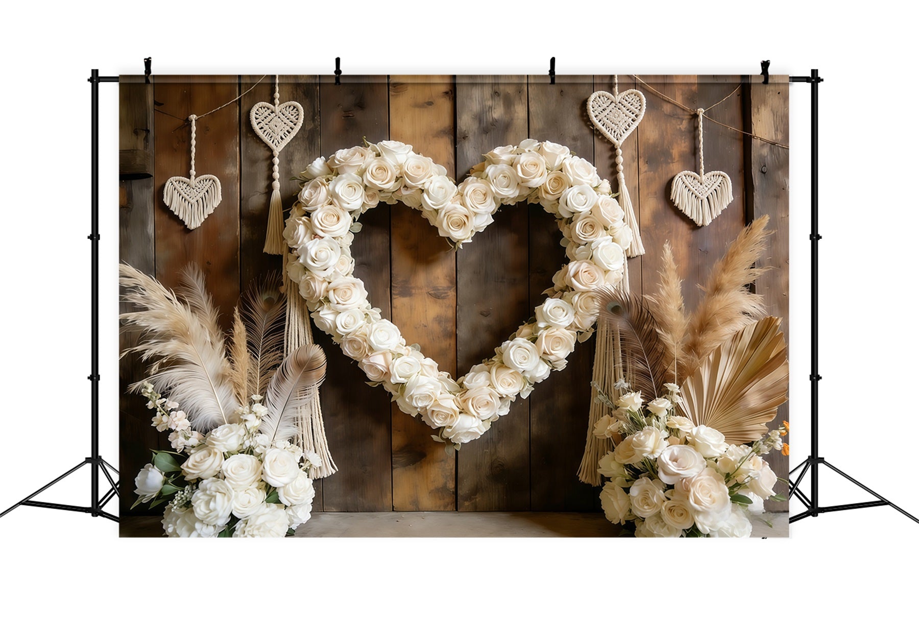 Fond Photo Saint-Valentin Arche Cœur Roses Blanches CSH61-108