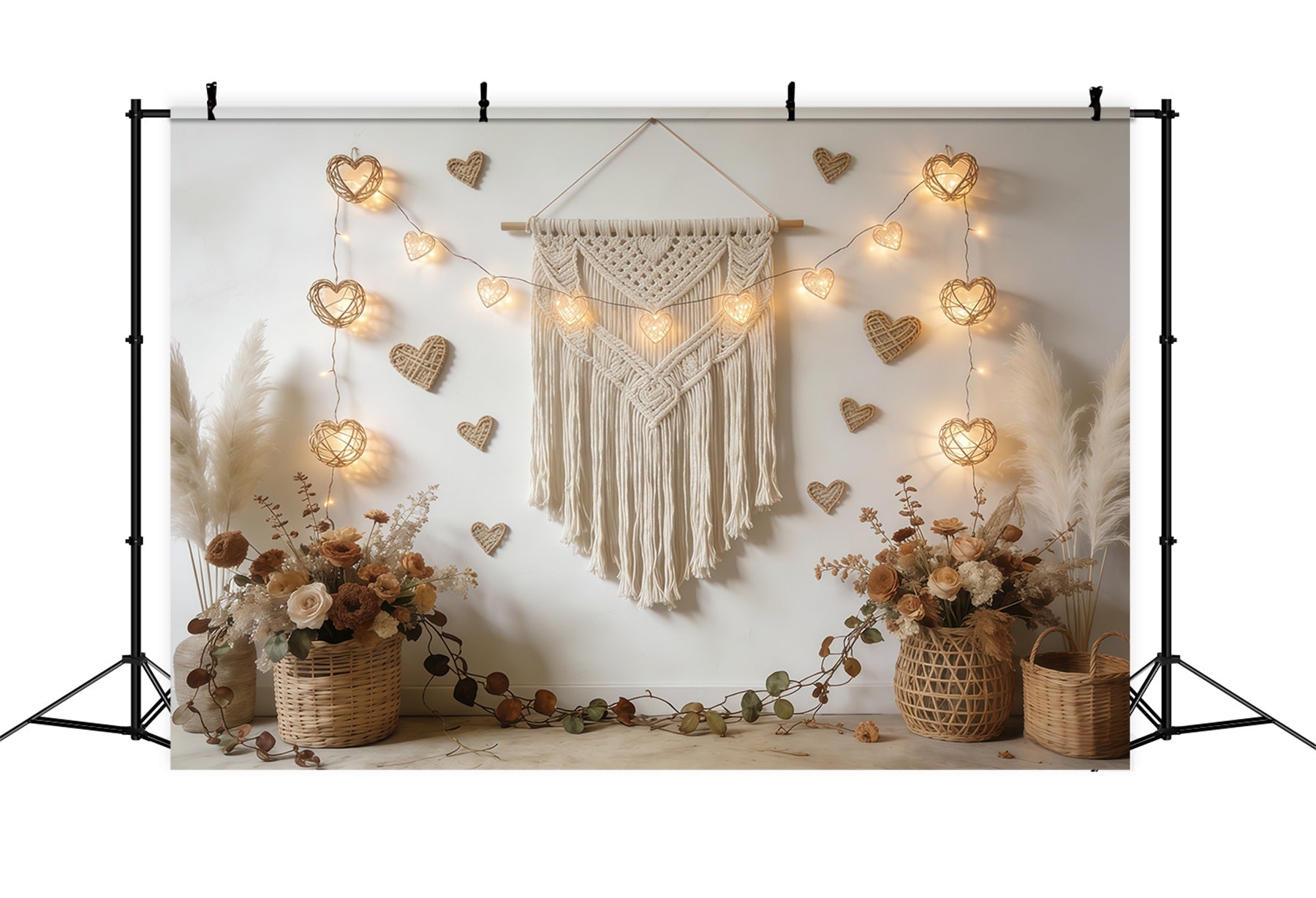 Fond Photo St Valentin Guirlande Cœur Macramé CSH61-118