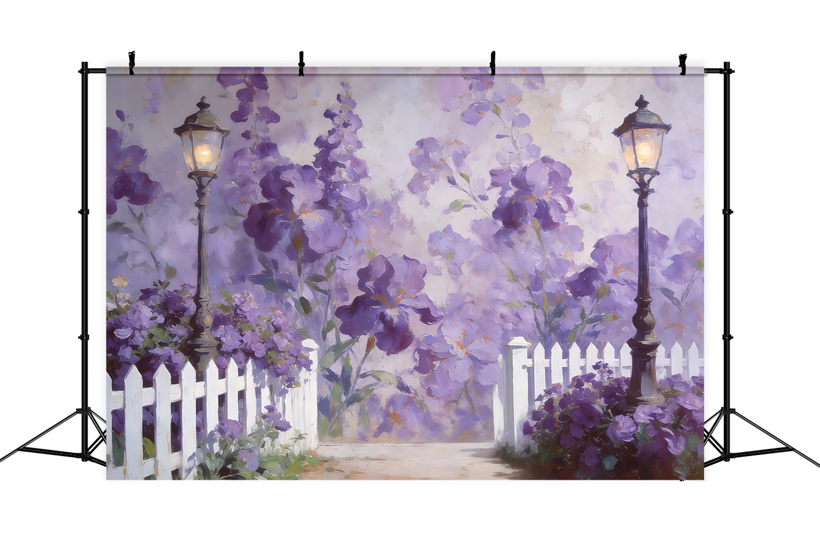 Toile de fond Photo Fleur Allée Lanternes Lavande Fleurs CSH61-120