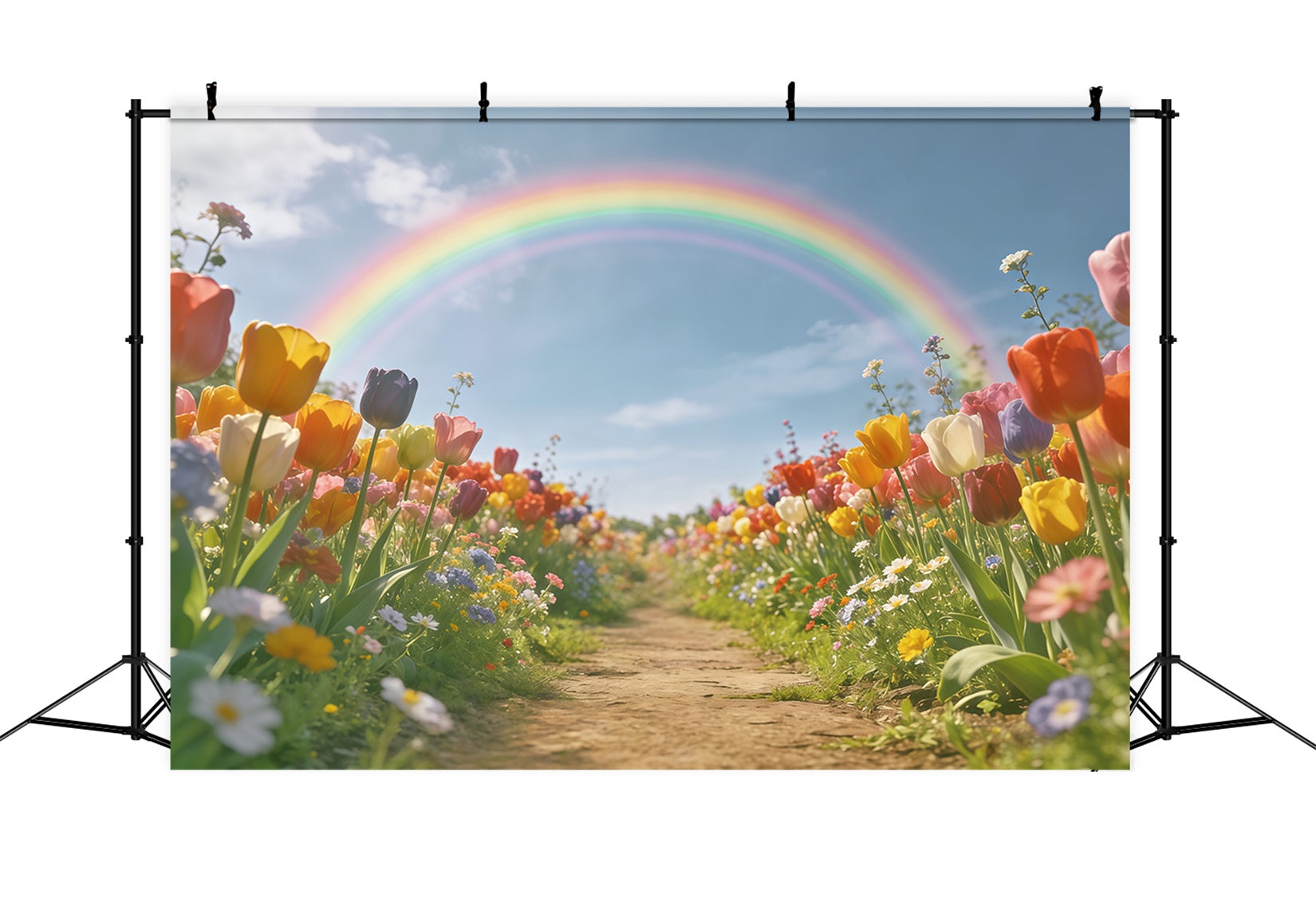 Fond Studio Photo Printemps Allée Florale Tulipees Arc-En-Ciel CSH61-123