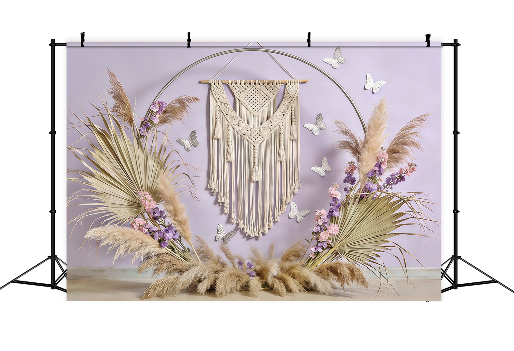 Fond Photo Printemps Macramé Bohème Pampas Papillon CSH61-125