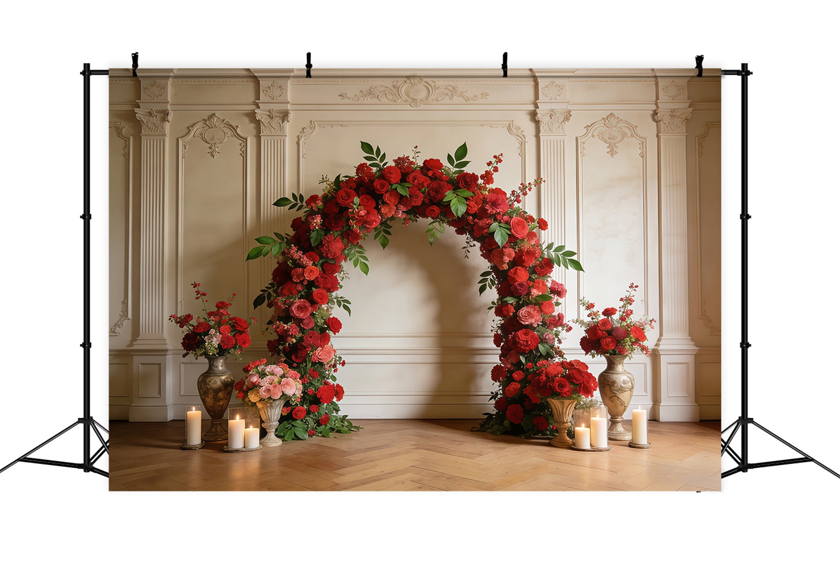 Toile de fond Photo Fleur Arche Élégante Roses Rouges CSH61-128