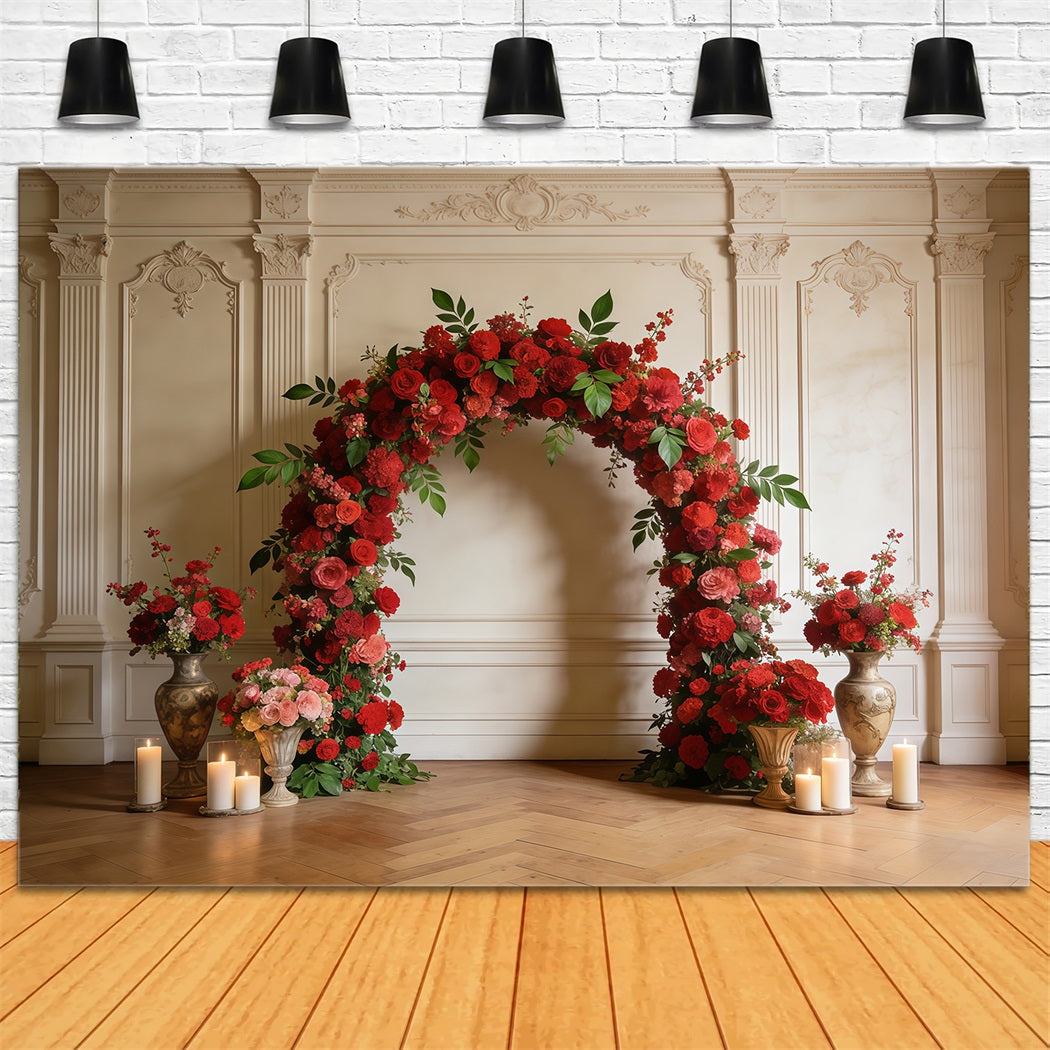 Toile de fond Photo Fleur Arche Élégante Roses Rouges CSH61-128