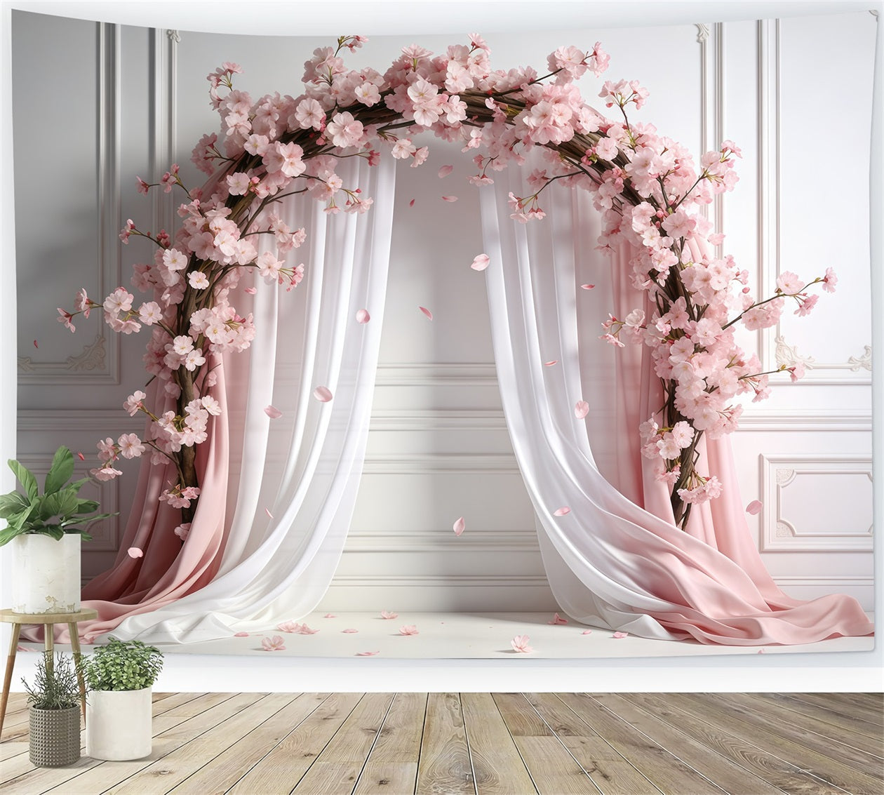 Toile de fond Fleur Fleurs Sakura Drapées Pastel CSH61-138