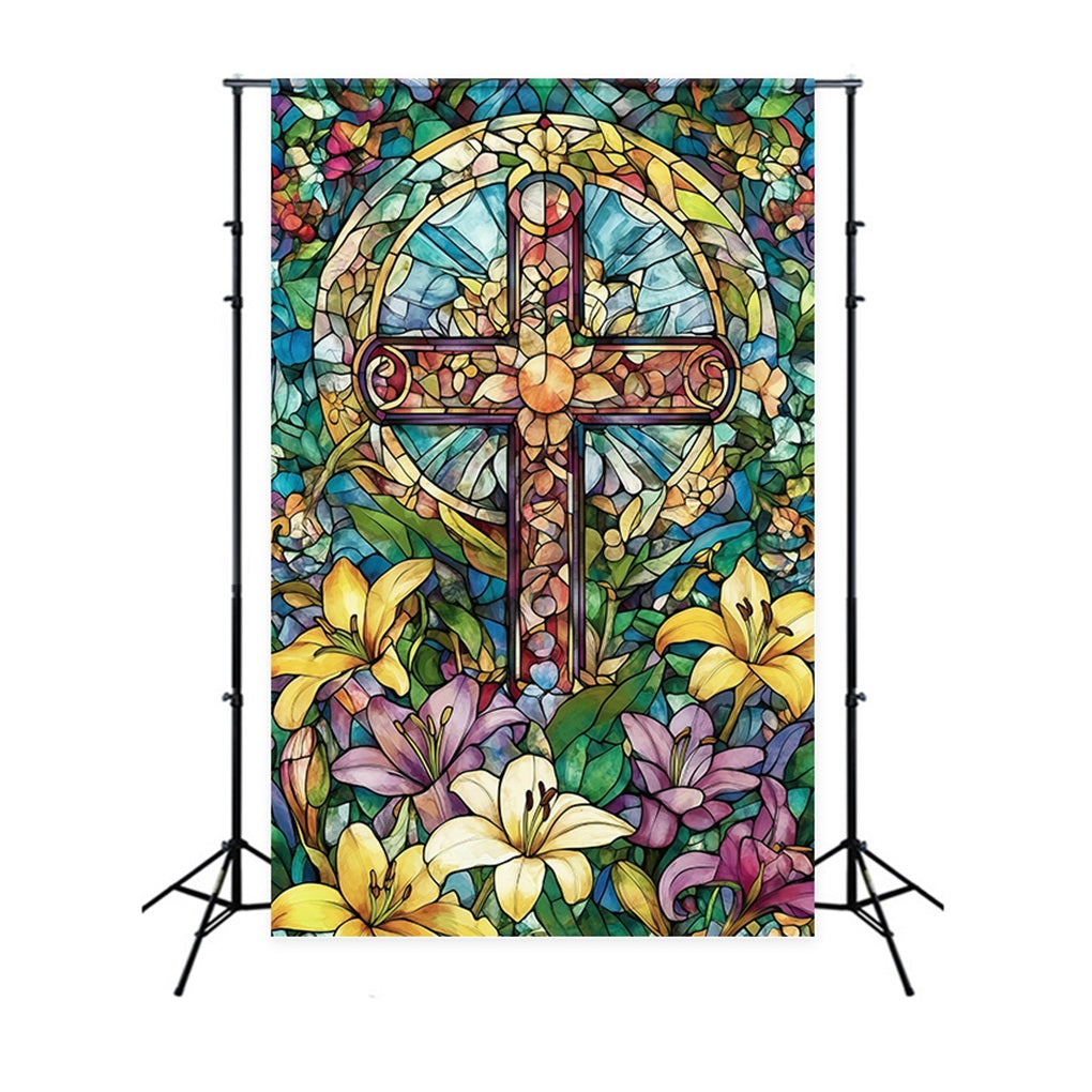 Toile de fond Pâques Croix Florale Église Gothique CSH61-14
