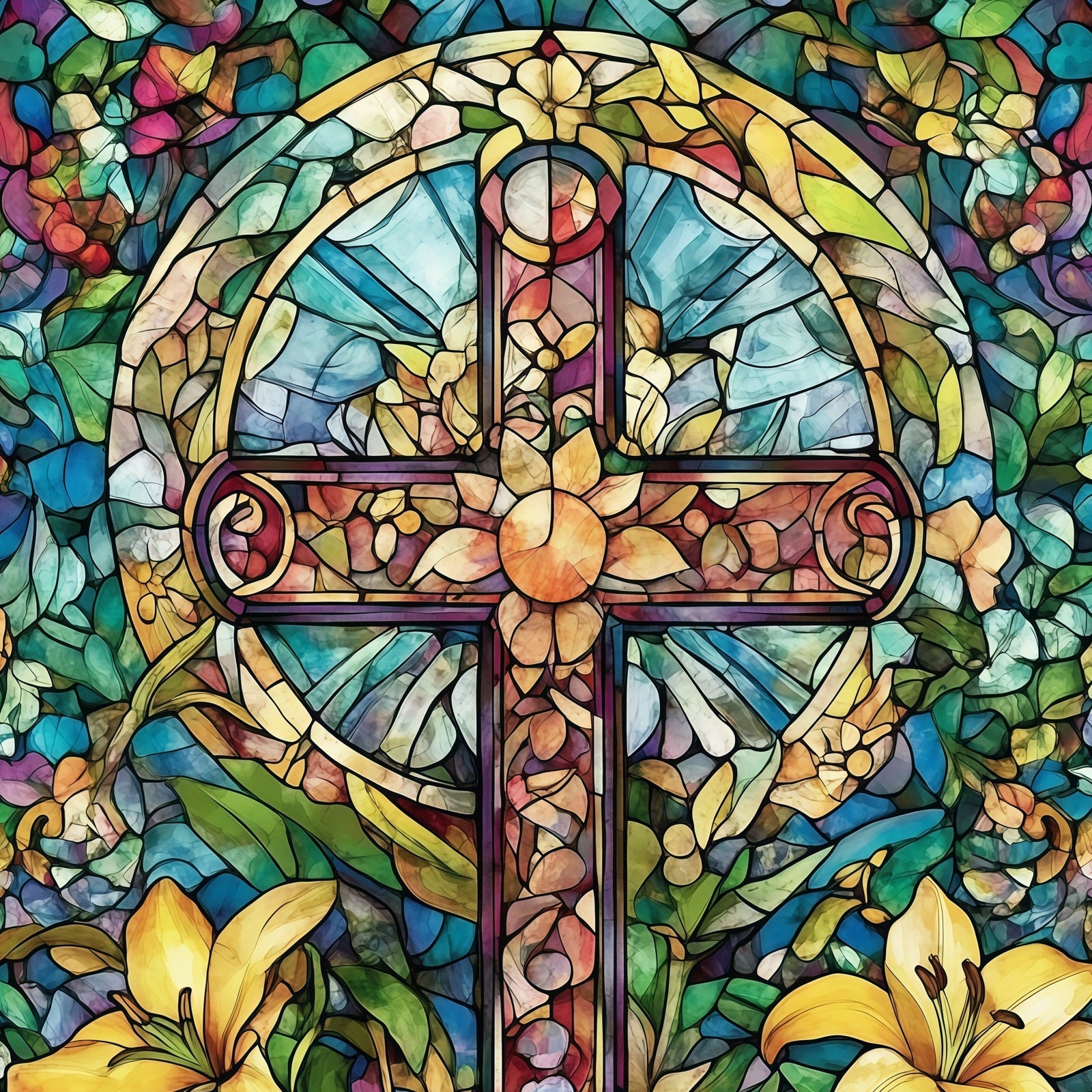 Toile de fond Pâques Croix Florale Église Gothique CSH61-14