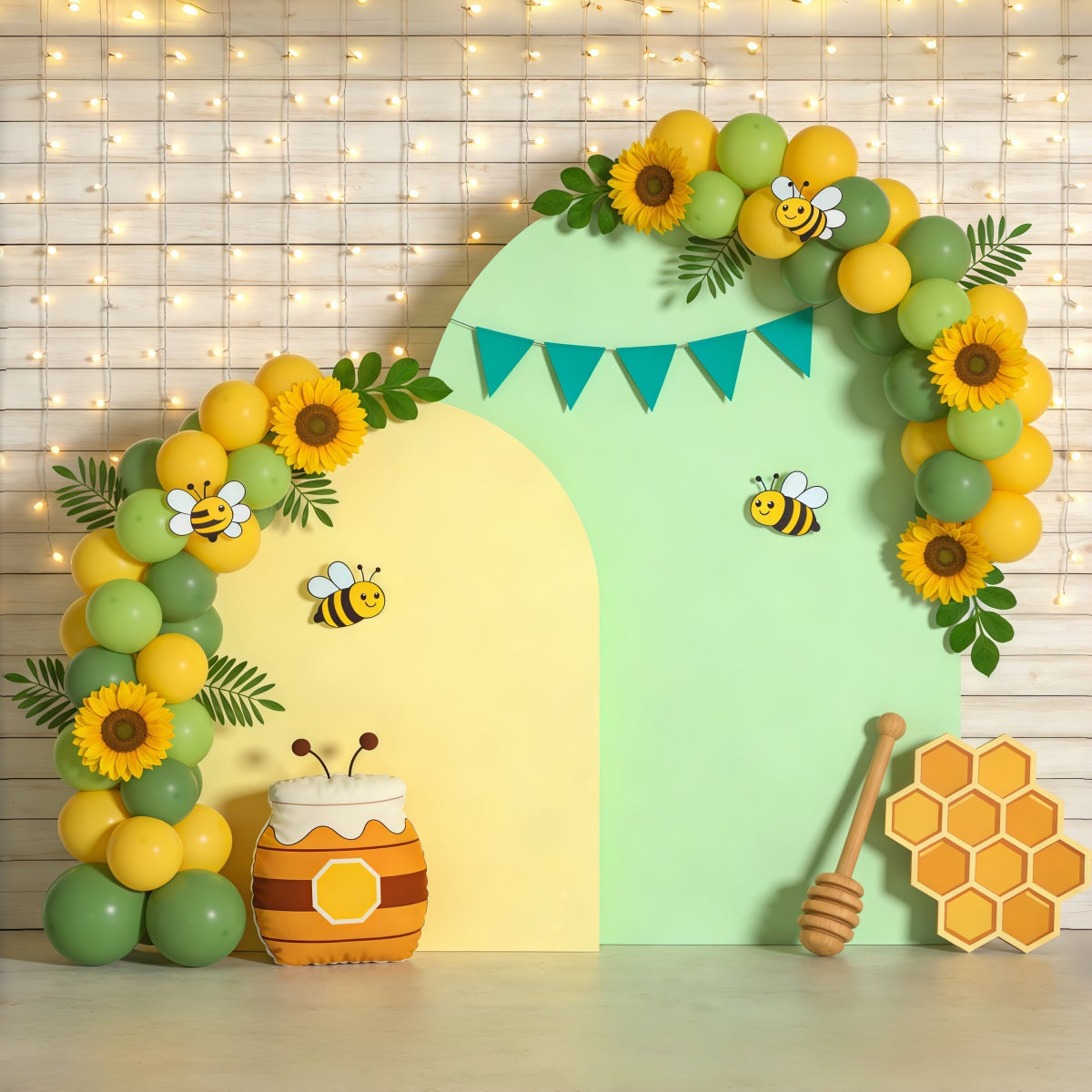 Fond Photo Floral Arche Ballons Abeille Miel CSH61-153