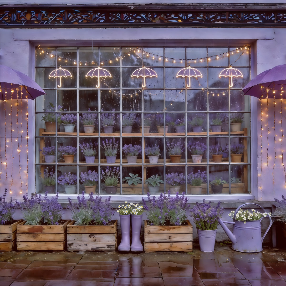 Toile de fond Printemps Fenêtre Jardin Lavande Lumières CSH61-166