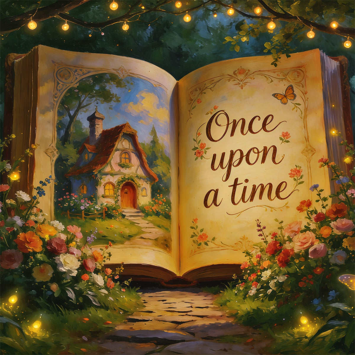 Toile de fond Photo Fleur Chemin Jardin Livre Conte De Fées CSH61-168