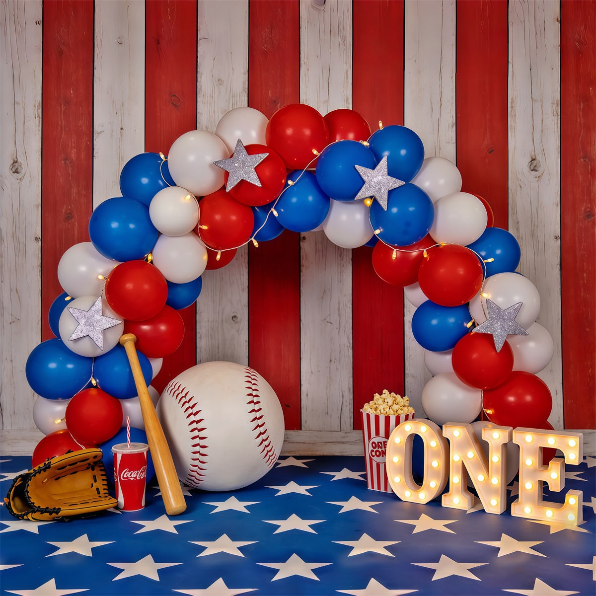 Fond Studio Photo Baseball Arche Ballons Premier Anniversaire CSH61-173