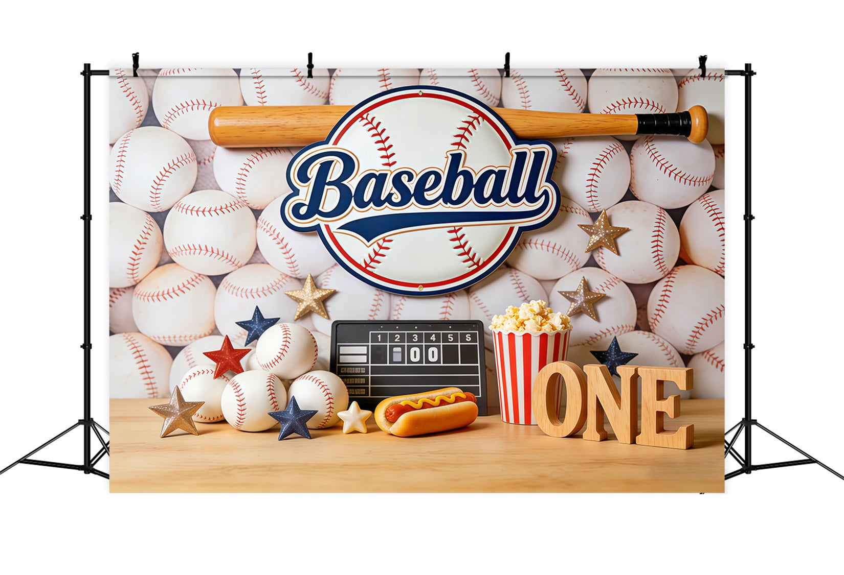 Toile de fond Photo Baseball Décor Fête Premier Anniversaire CSH61-182