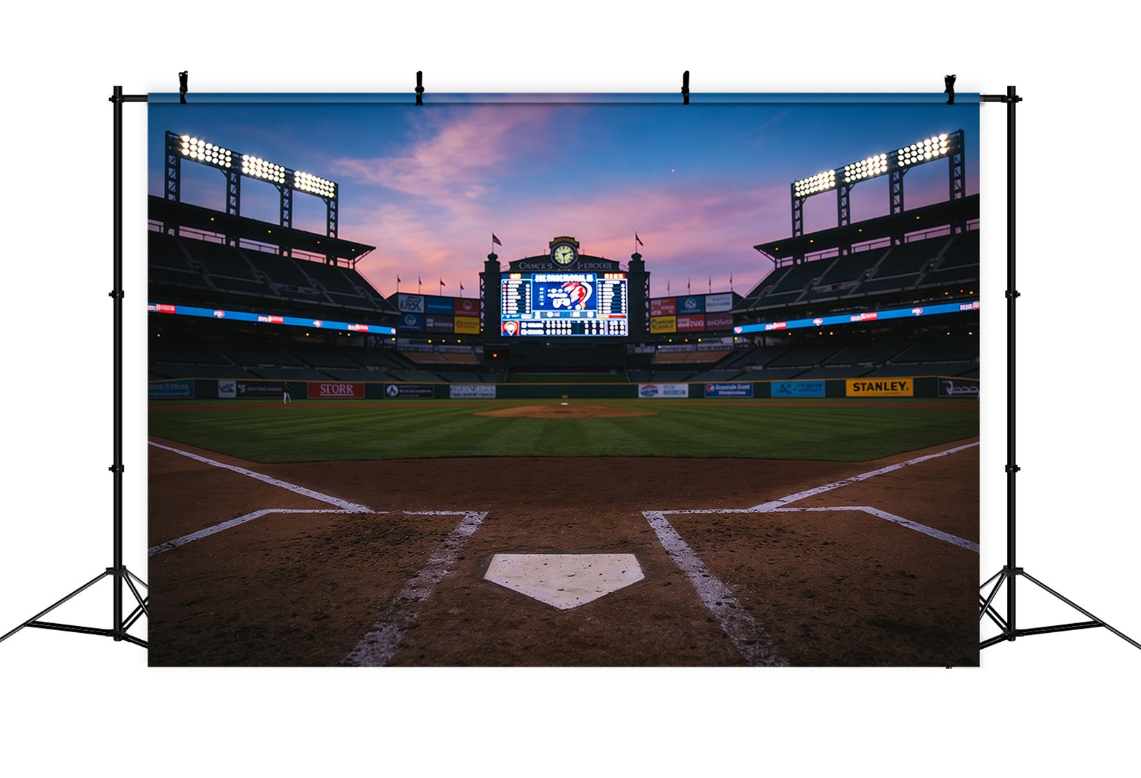 Toile de fond Baseball Tableau Score Stade Crépuscule Lueur CSH61-192