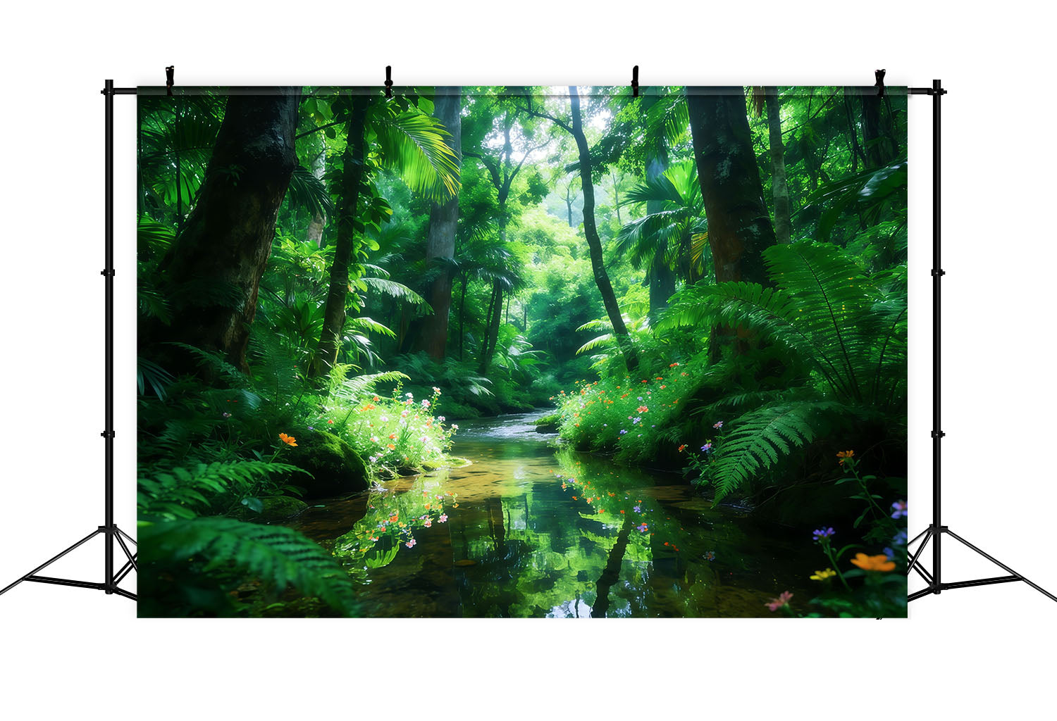 Toile de Fond Forêt Tropicale Ruisseau Émeraude Jungle Lumière CSH61-198