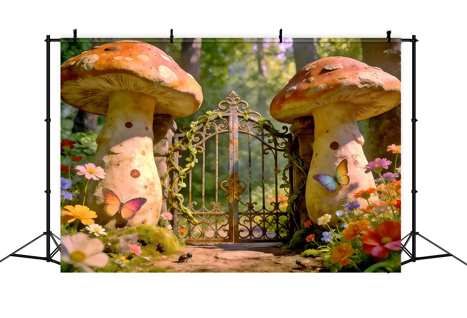 Fond Photo Forêt Féerique Portail Champignons Jardin Enchanté CSH61-218