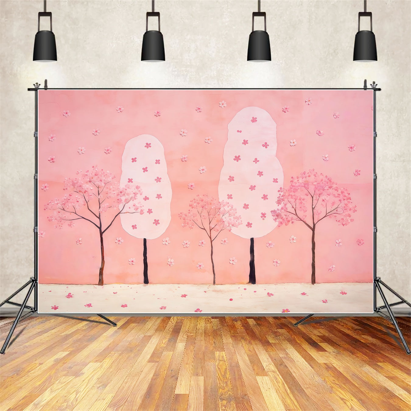 Fond Studio Photo Cabine Forêt Cerisiers Pastel Paysage Rêve CSH61-223