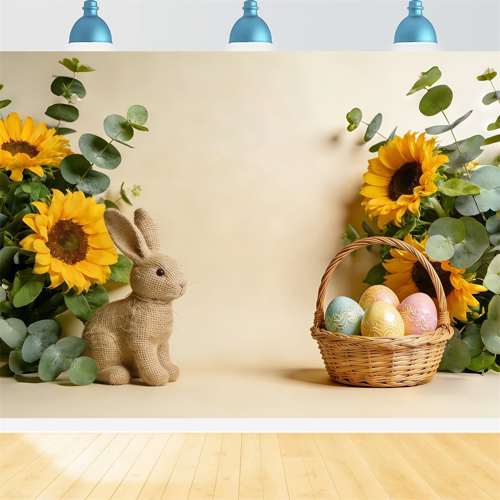 Fond de Pâques Lapin Tournesol Œuf Pastel CSH61-60