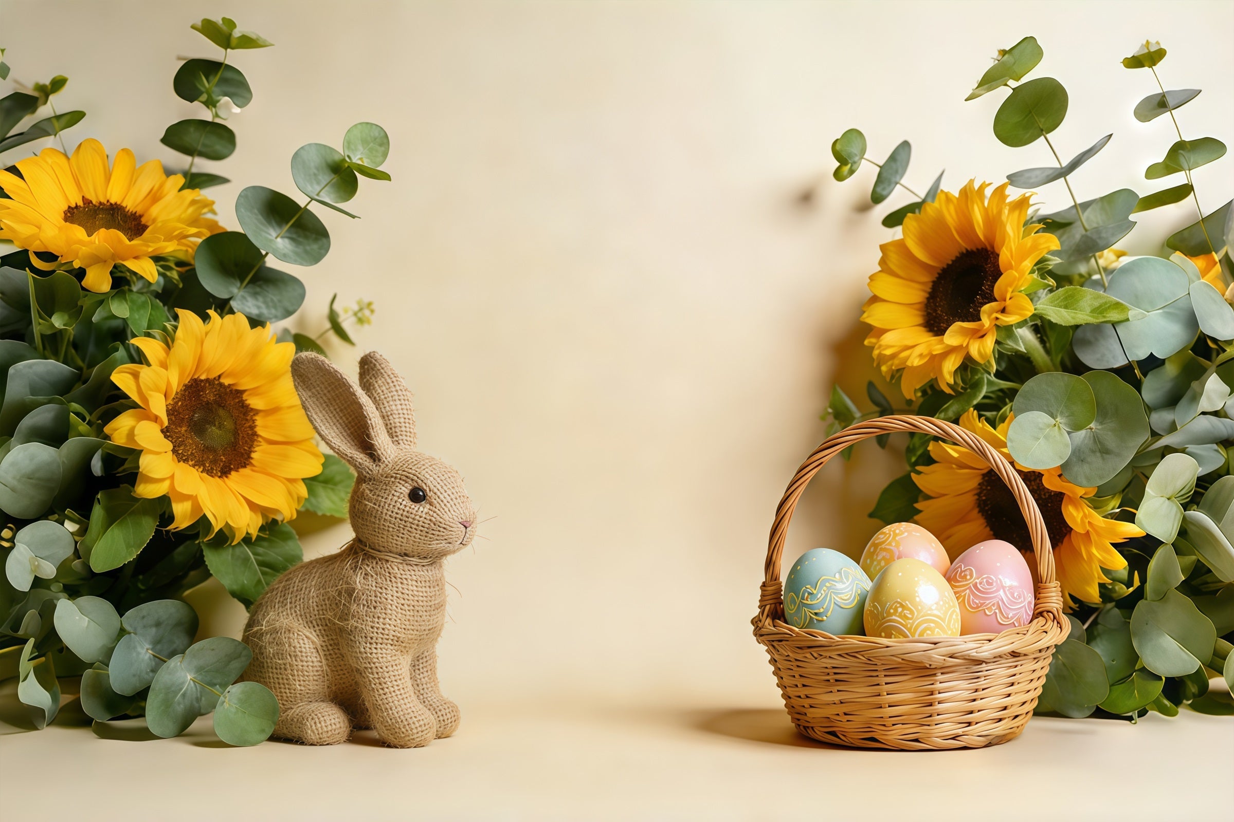 Fond de Pâques Lapin Tournesol Œuf Pastel CSH61-60